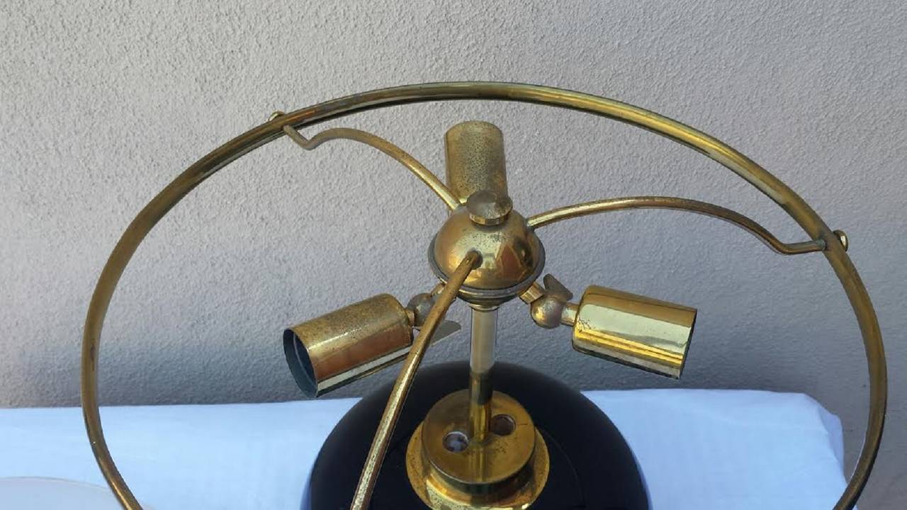 Lamp, Large Mid Century Desk Lamp Mushroom Shade For Sale 2