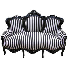 French Louis XV Style Striped Sofa
