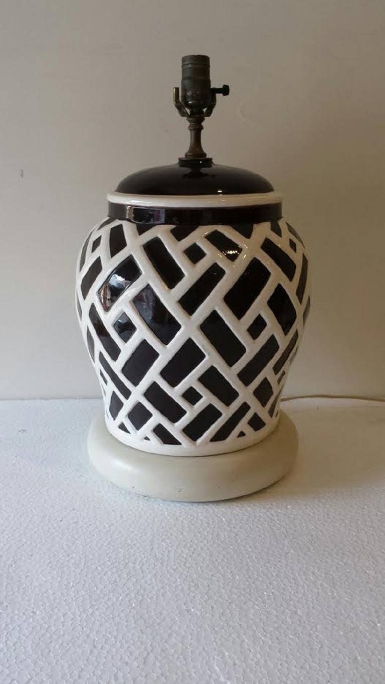 Table lamps, Pair of Ceramic Mid-Century Ginger Jar Lamps