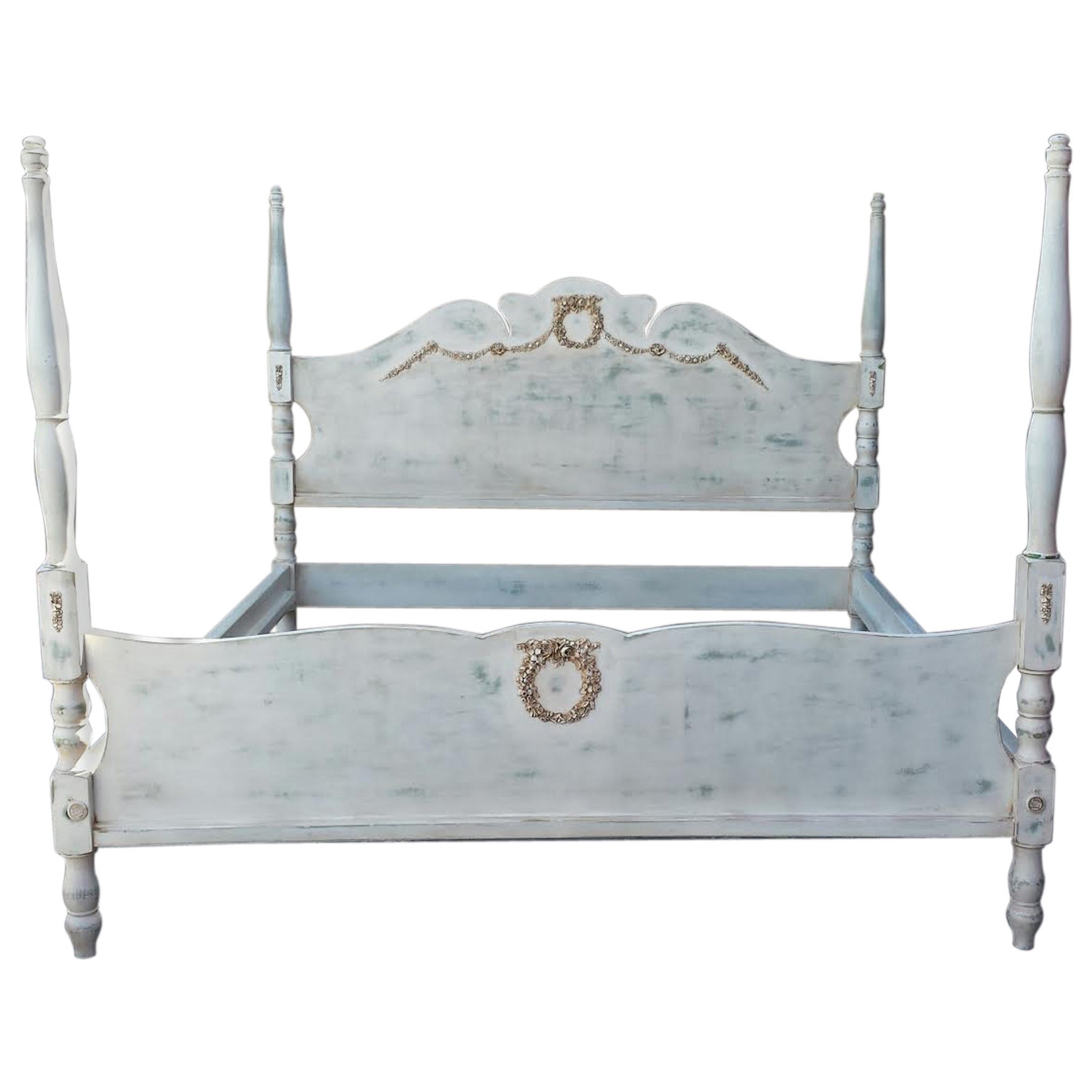 French Country Four-Poster, Painted King-Size Bed