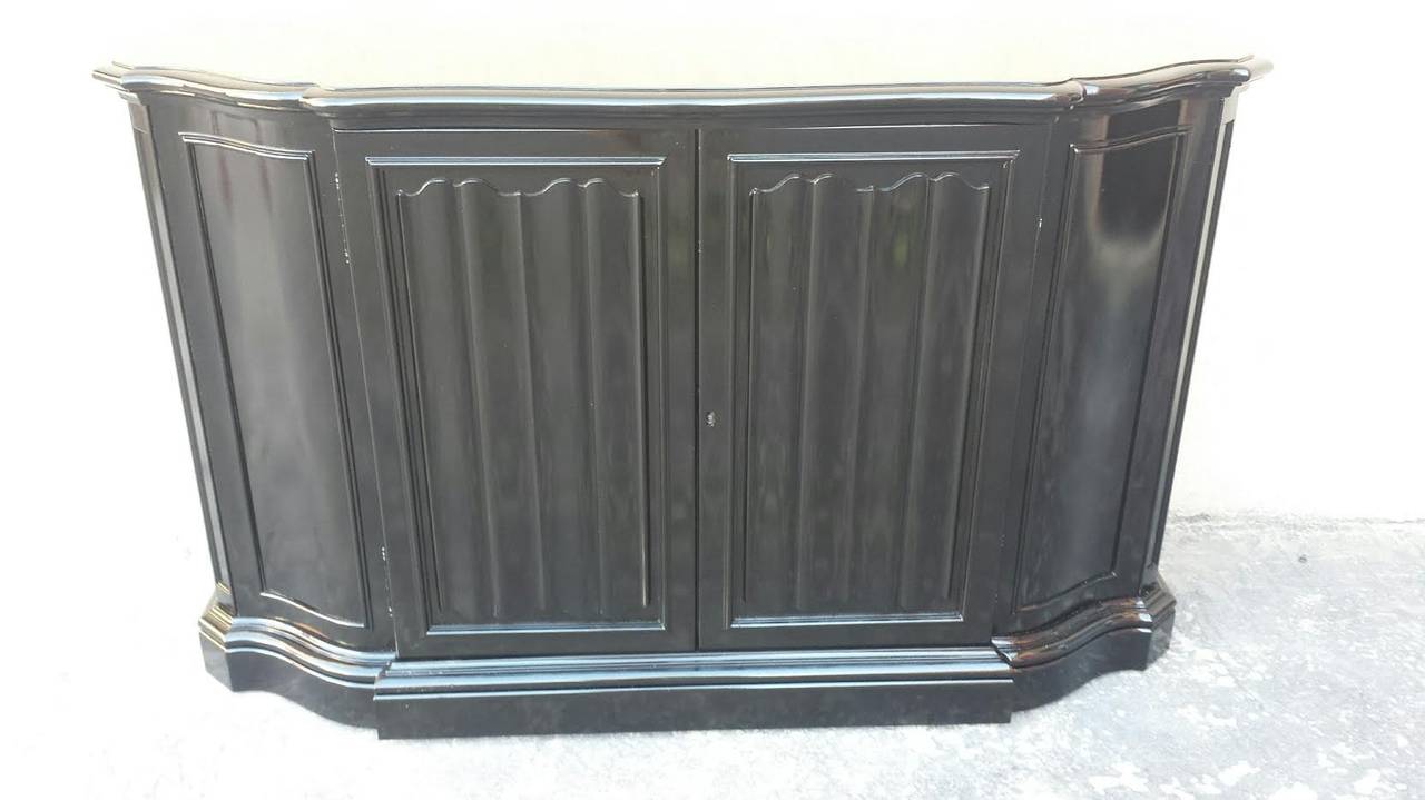 Cabinet Buffet, Hollywood Regency Black Cabinet Buffet by Heritage