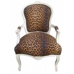 French Chair, French Louis XV Style Armchair in Leopard