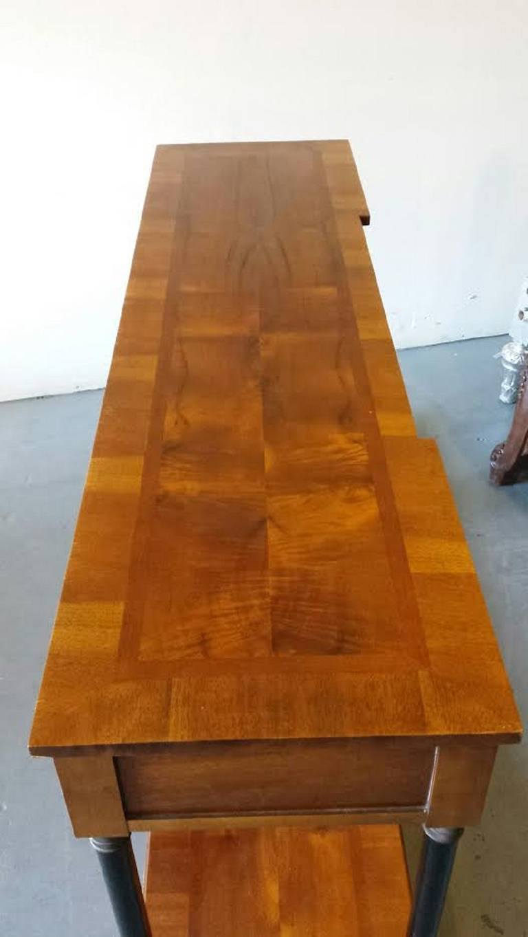 Console Table, Burl Wood and Brass Art Deco Table For Sale 1