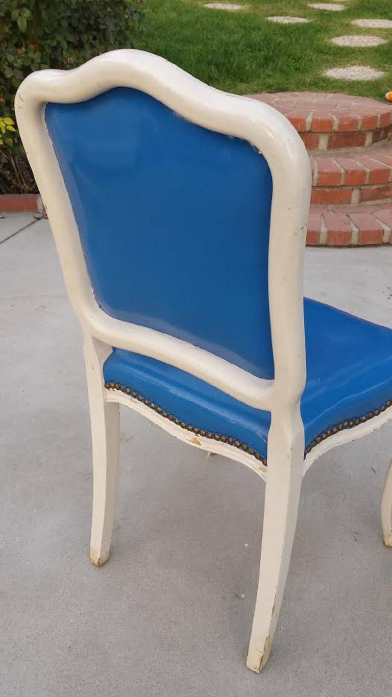 French Chair In Louis XVI Style White Painted Side Chair and Stool For