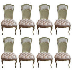 Vintage Dining Chairs, French Louis XV Style Cane Chairs Set of 8