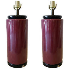Pair of Mid Century Cylinder Table Lamps