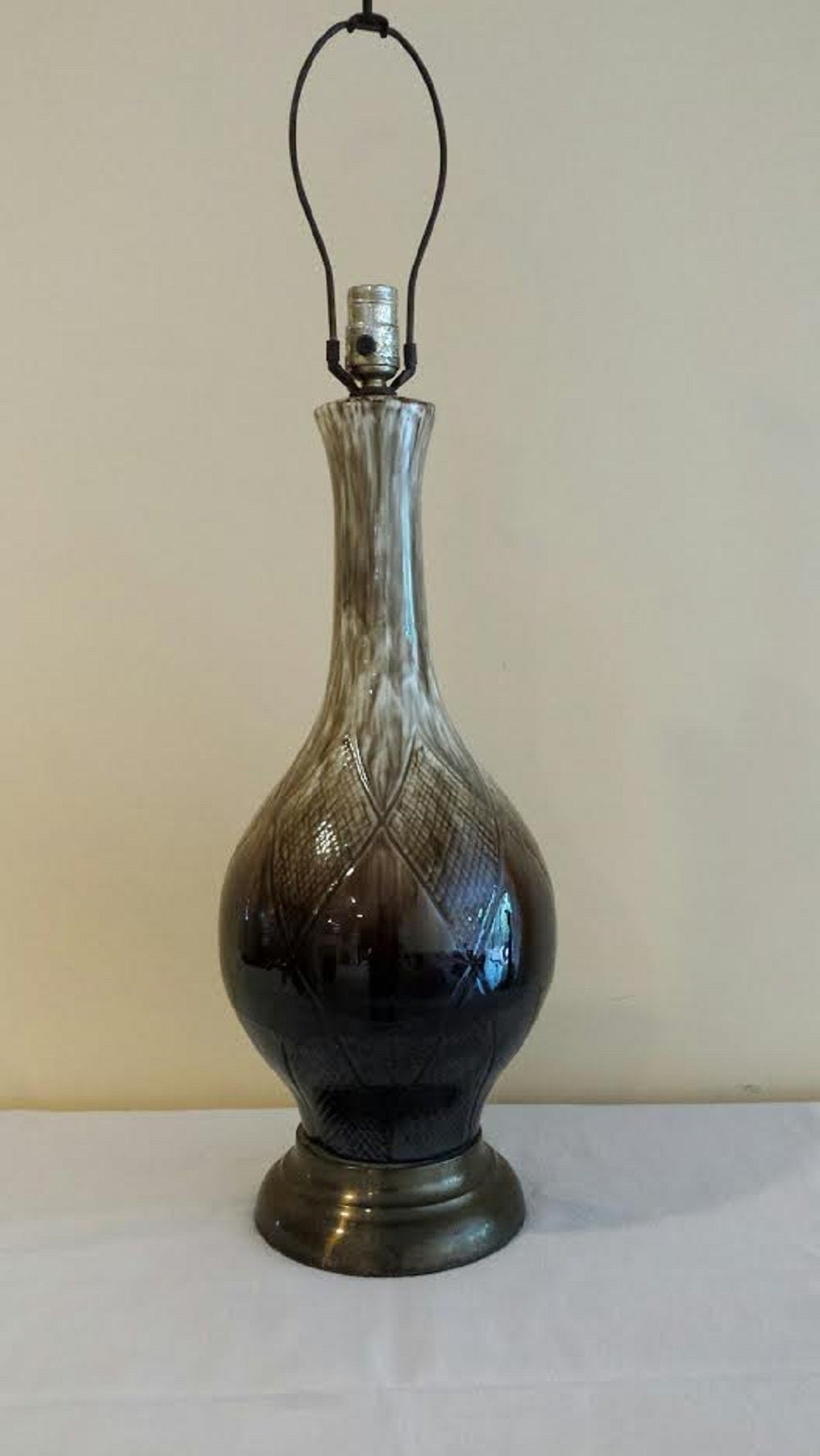 Table Lamps, Pair Mid Century Porcelain Table Lamps