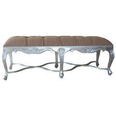 French Regence Bench in Silver Leaf
