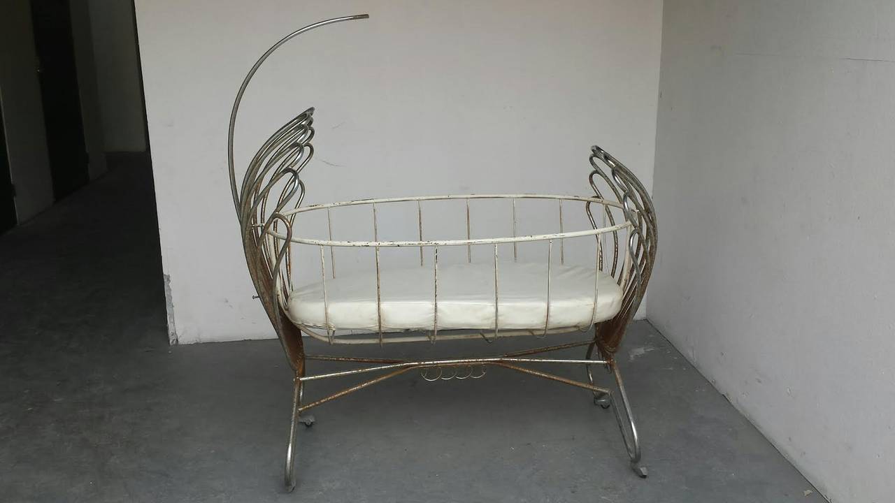 vintage metal doll crib