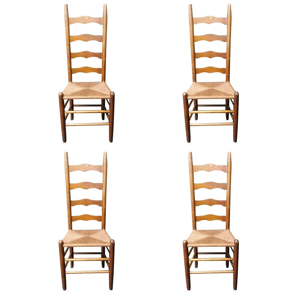 Dining Chairs, Set of Four Ladder Back Chairs For Sale