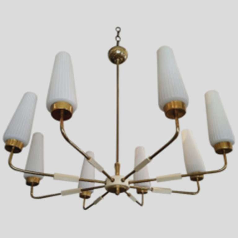 Brass frame with cone glass lights.