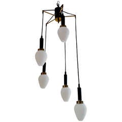 Italian 5 Light Mid-Century Chandelier