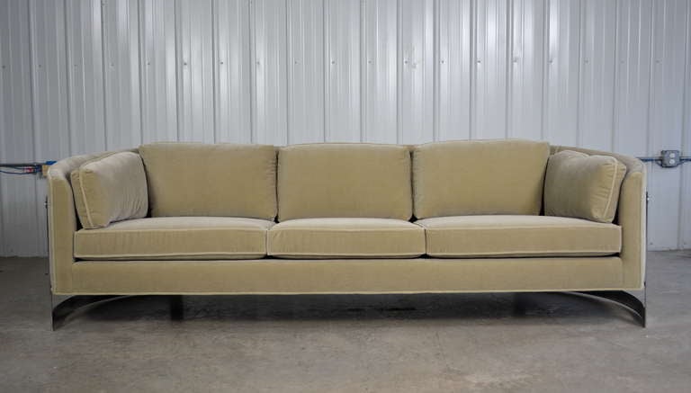 American Milo Baughman Chrome Frame Sofa For Sale