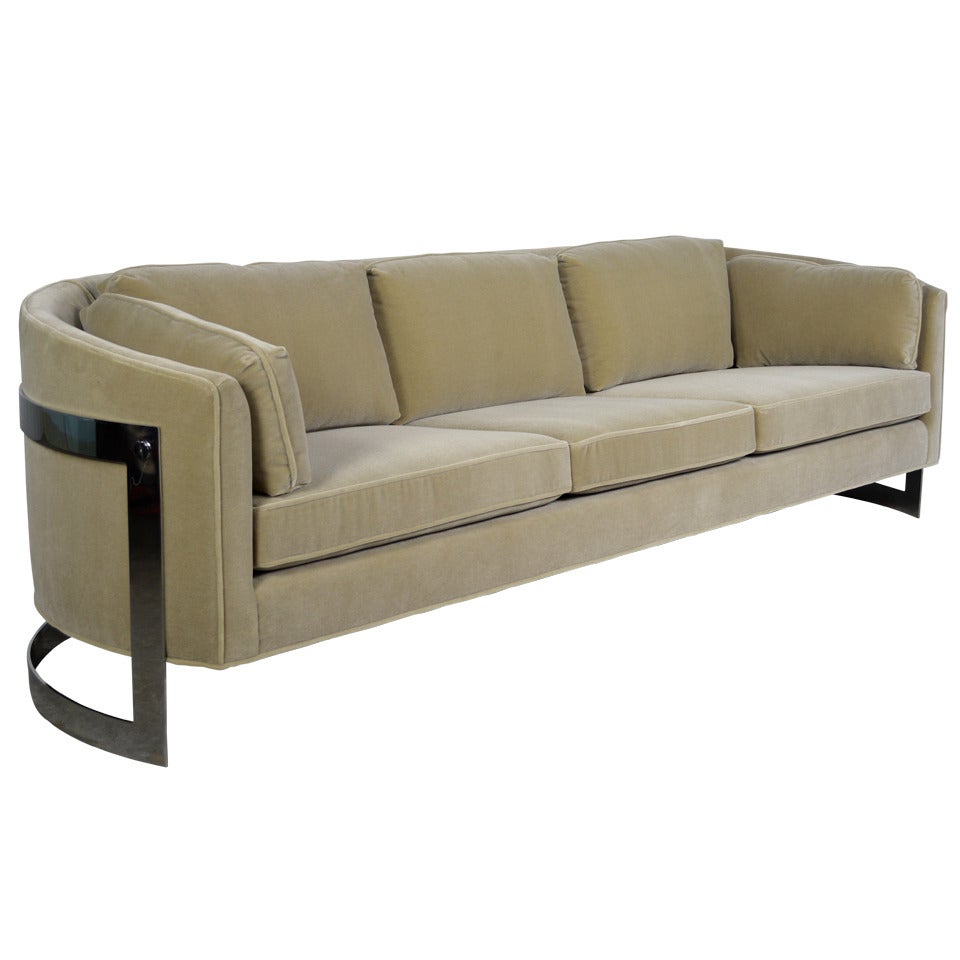 Milo Baughman Chrome Frame Sofa For Sale