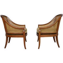 Caned Spoon Back Slipper Chairs by Baker