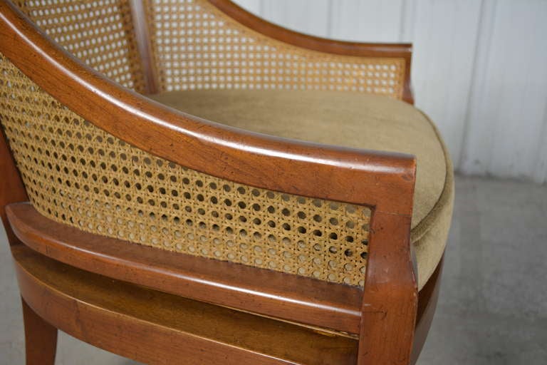 Mid-20th Century Caned Spoon Back Slipper Chairs by Baker For Sale