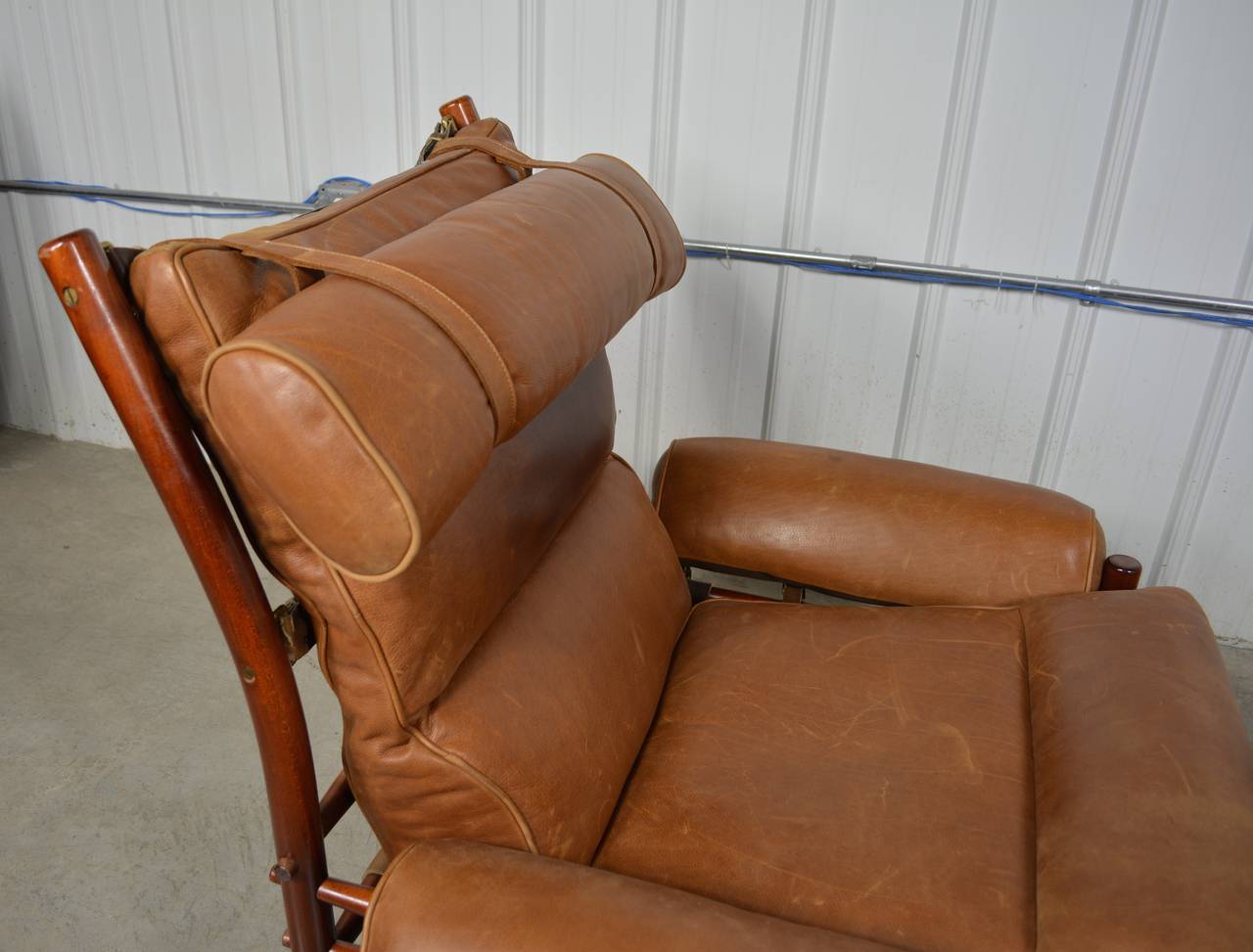 Inka Leather Lounge Chair and Ottoman by Arne Norell In Excellent Condition In Loves Park, IL