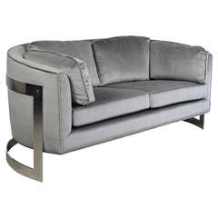 Milo Baughman Chrome Frame Sofa/Loveseat