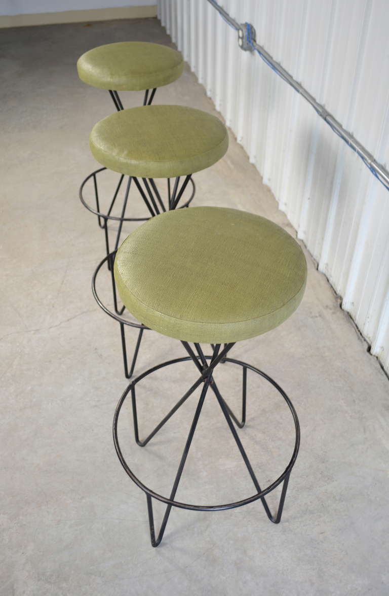 Mid-Century Modern Paul Tuttle Set of 3 Mid Century Modern Bar Stools