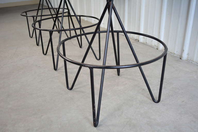 Paul Tuttle Set of 3 Mid Century Modern Bar Stools In Excellent Condition In Loves Park, IL