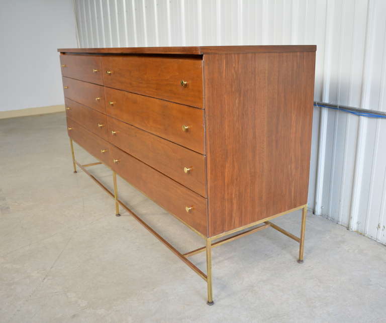 Mid-20th Century Paul McCobb Dresser on Brass Base for Calvin