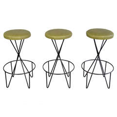 Paul Tuttle Set of 3 Mid Century Modern Bar Stools