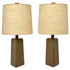 Gordon and Jane Martz Pair of Angular Ceramic Table Lamps