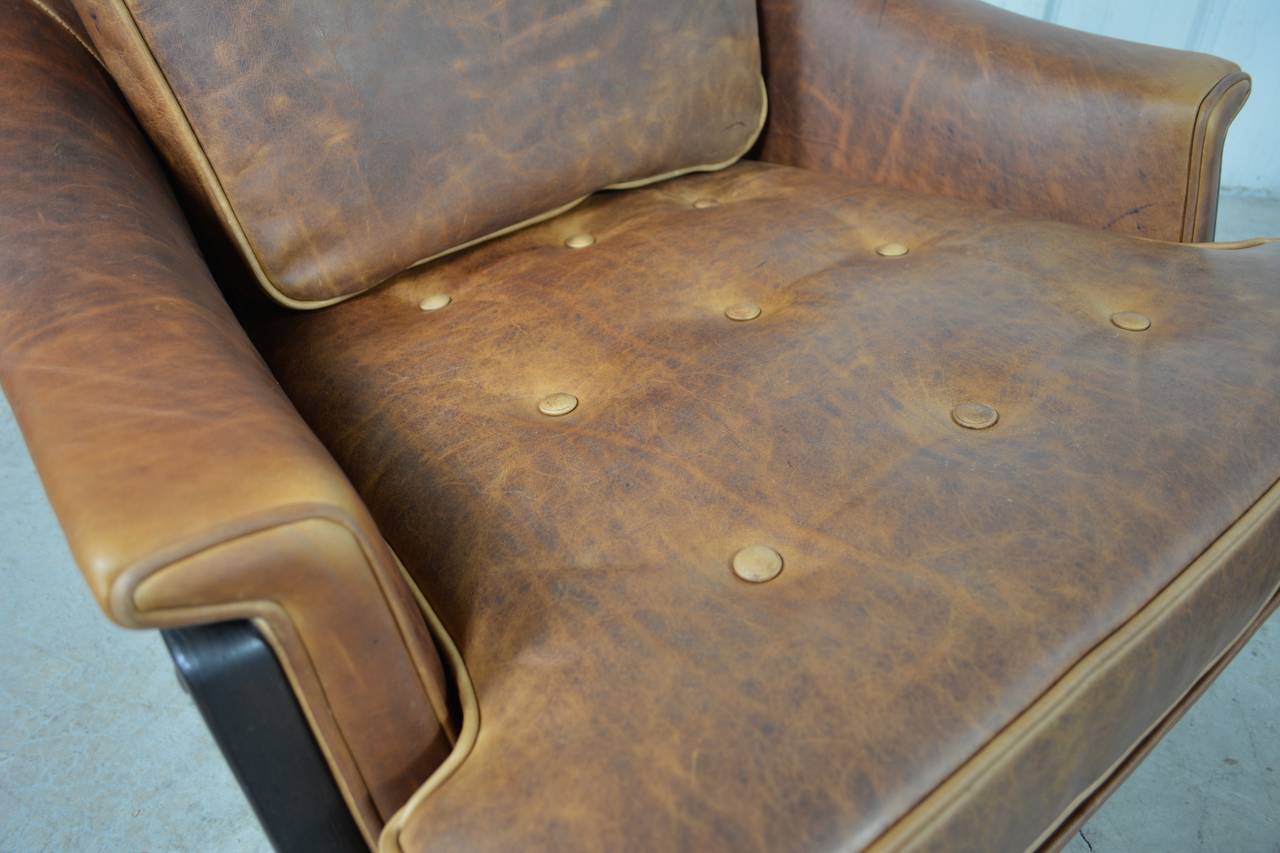 Edward Wormley Leather Janus Lounge Chairs 2