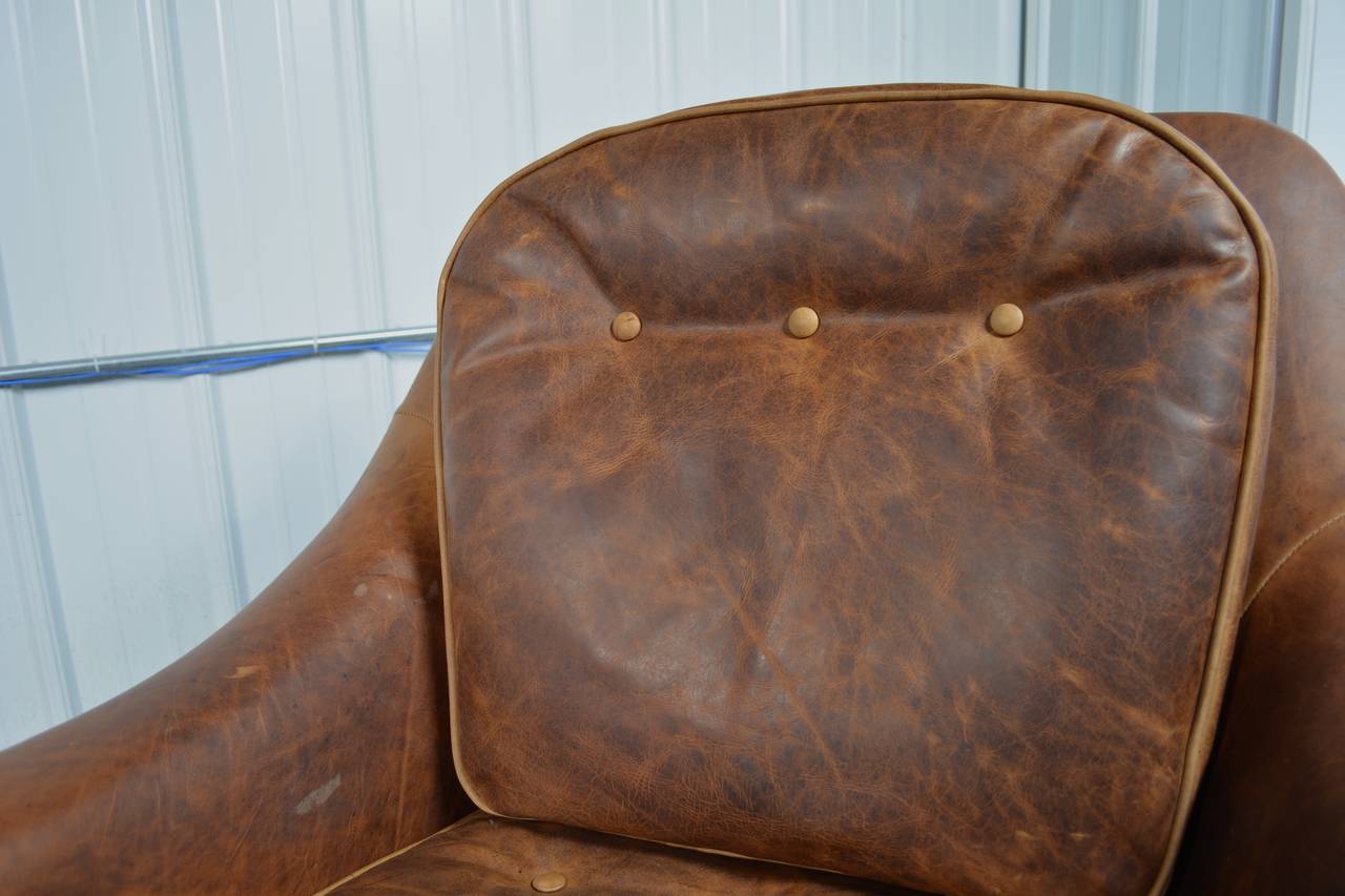 Mid-20th Century Edward Wormley Leather Janus Lounge Chairs