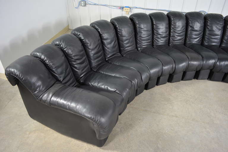 Swiss De Sede for Stendig DS600 Non-Stop Modular Sofa in Black Leather