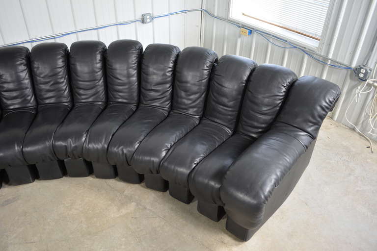 Late 20th Century De Sede for Stendig DS600 Non-Stop Modular Sofa in Black Leather