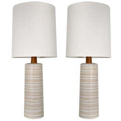 Pair of Tall Ceramic Martz Lamps