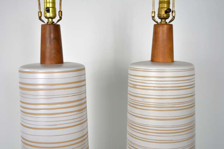Pair of Tall Ceramic Martz Lamps 1