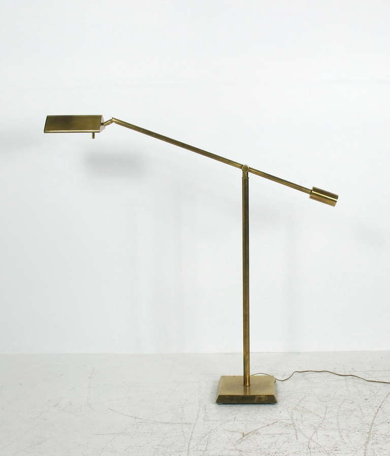 American Adjustable Brass Floor Reading Lamp by Chapman