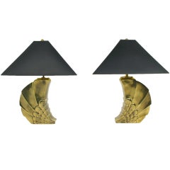 Pair of Brass Shell Lamps by Chapman