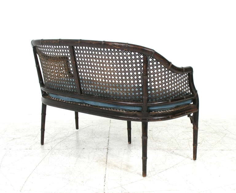 Mid-20th Century Faux Bamboo Settee Bench