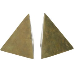 Pair of Brass Pyramid Bookends