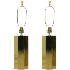 Pair of 1960's Brass Octagonal Lamps