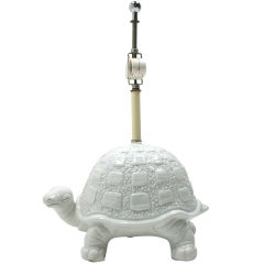 1970's Italian Ceramic Turtle Table Lamp