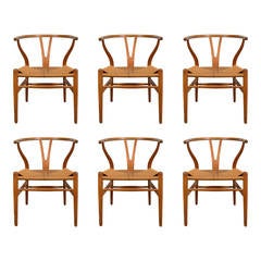 Hans Wegner Set of Six "Y" Chairs