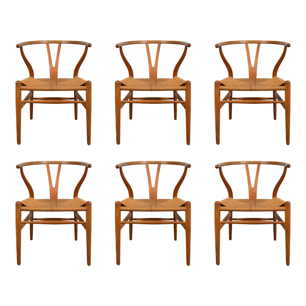 Hans Wegner Set of Six "Y" Chairs For Sale
