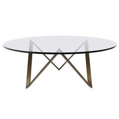 Roger Sprunger for Dunbar Bronze and Glass Mid Century Modern Coffee Table