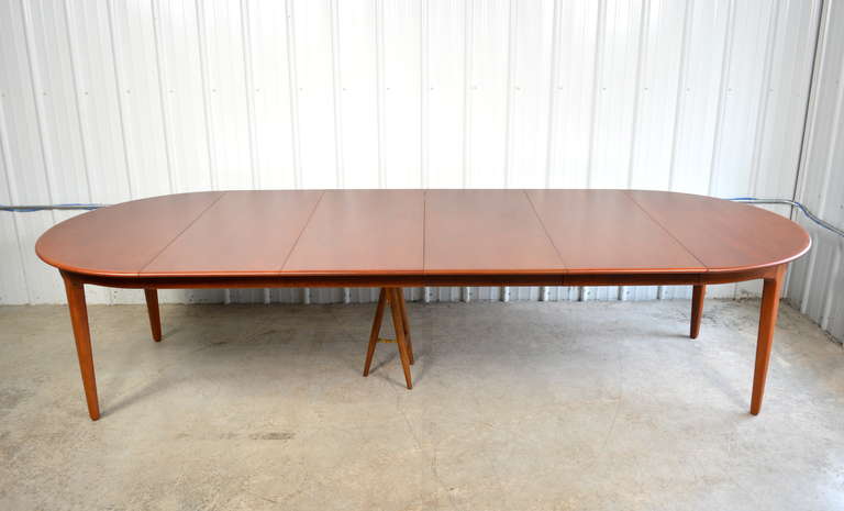 Henning Kjaernulf teak dining table for Soro Stole.  Newly refinished.