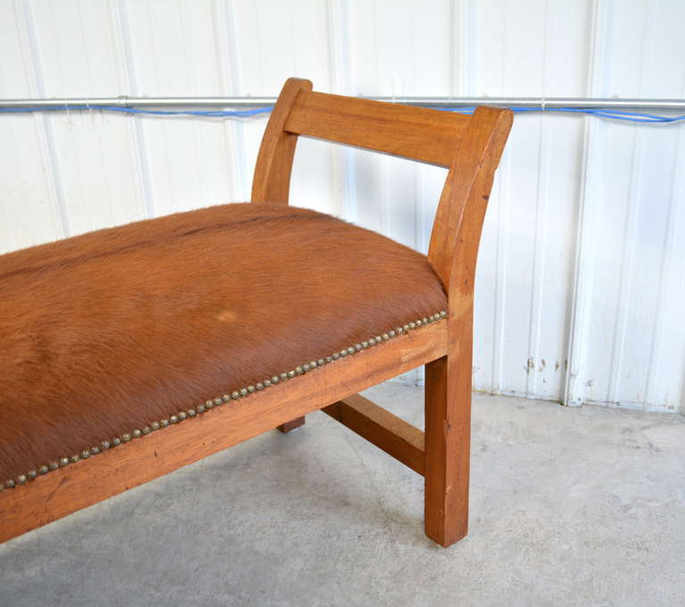 Wood and Cowhide Bench 1