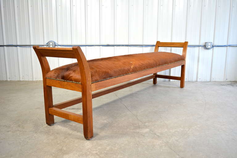 Wood and Cowhide Bench 2