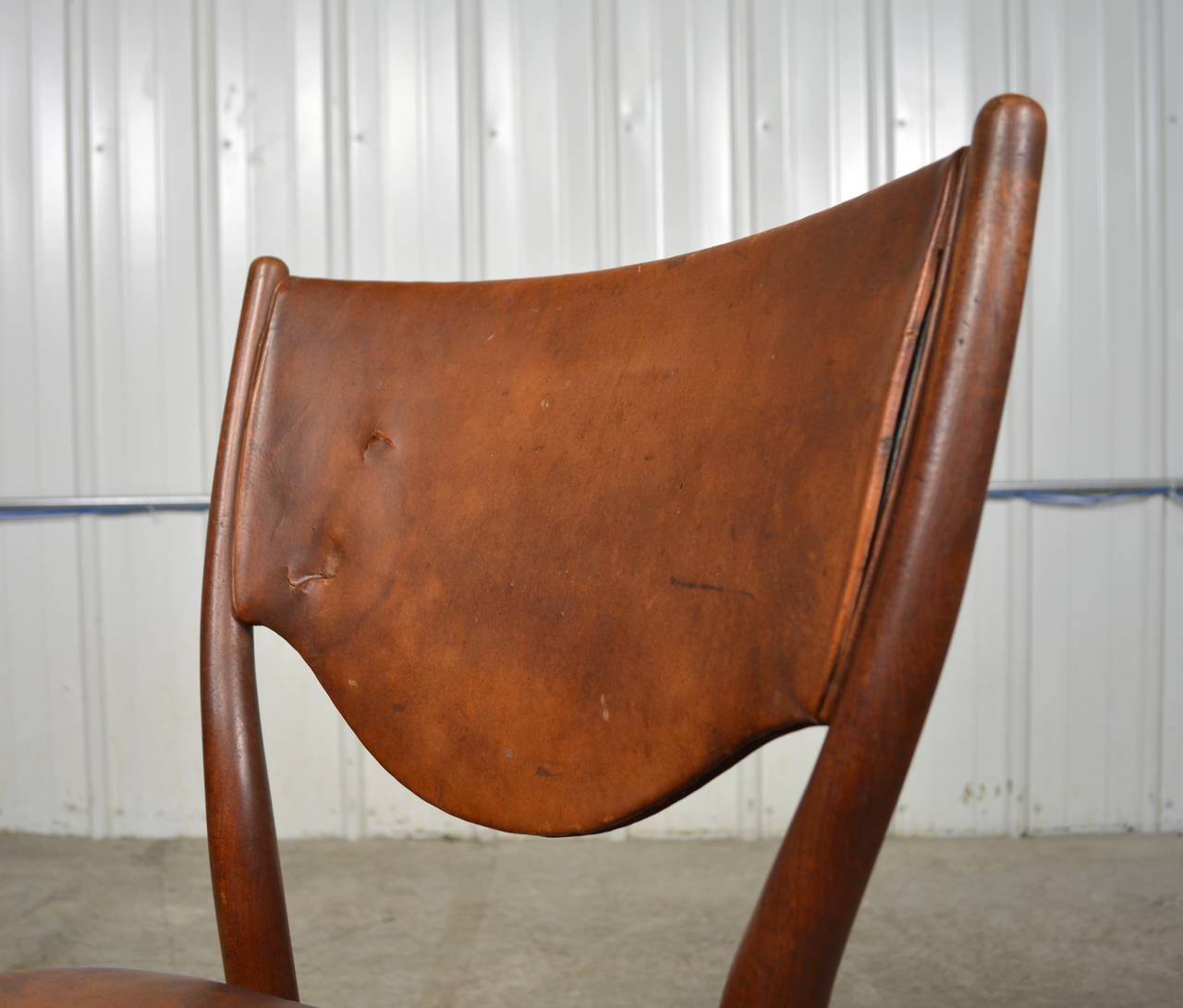 Leather Finn Juhl Side Chair for Bovirke For Sale