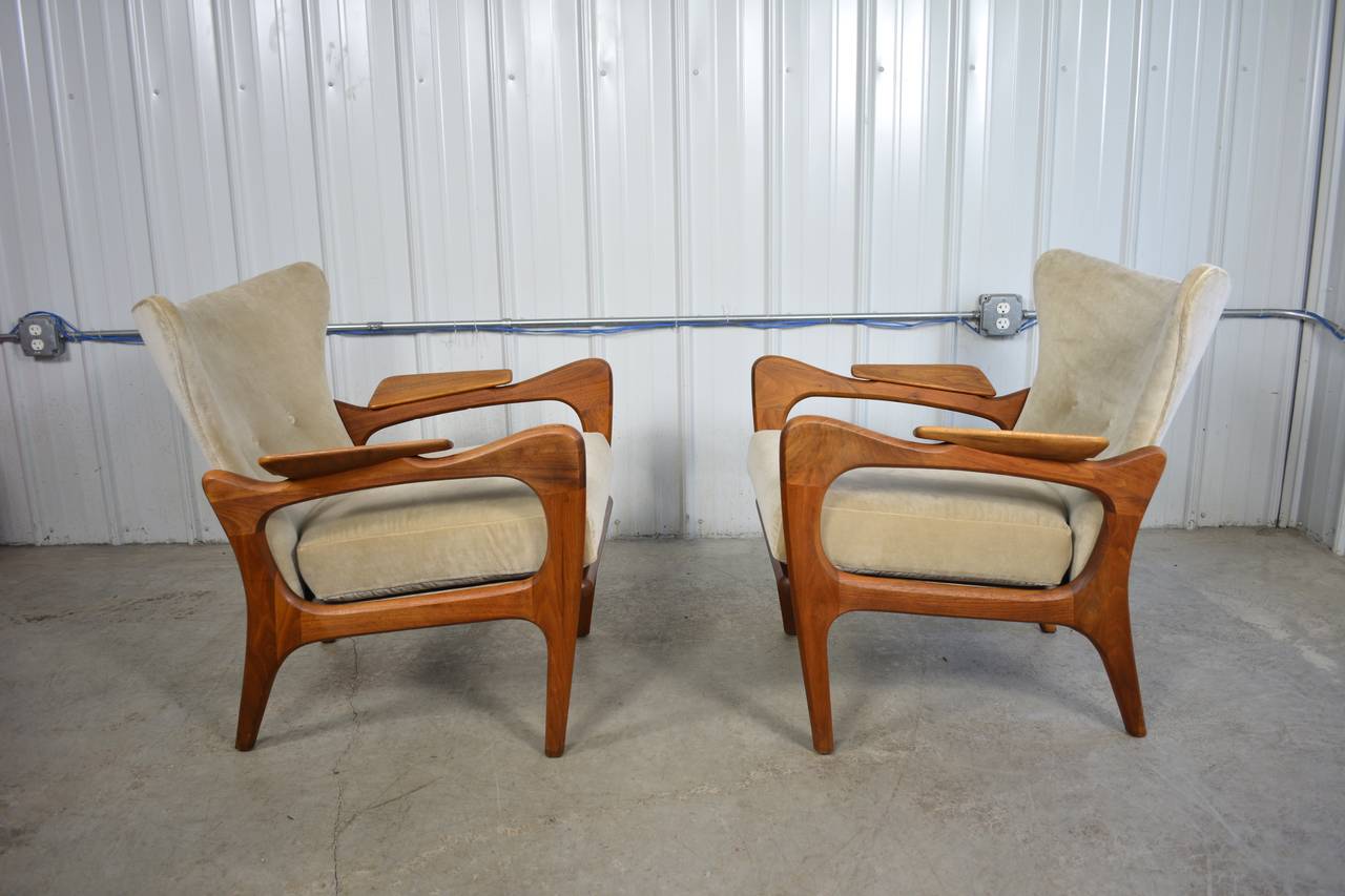 American Adrian Pearsall Sculptural Pair of Wingback Lounge Chairs