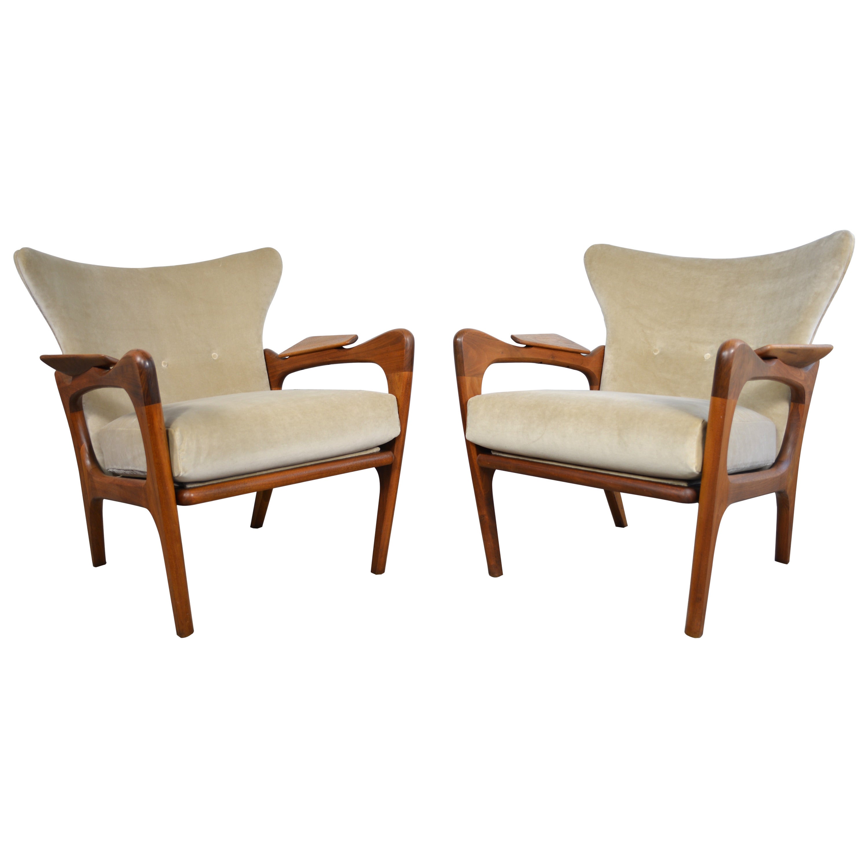 Adrian Pearsall Sculptural Pair of Wingback Lounge Chairs