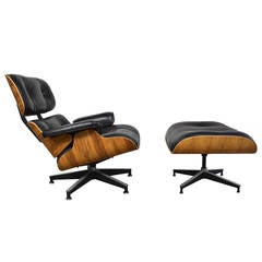 Eames 670 and 671 Lounge Chair and Ottoman in Rosewood