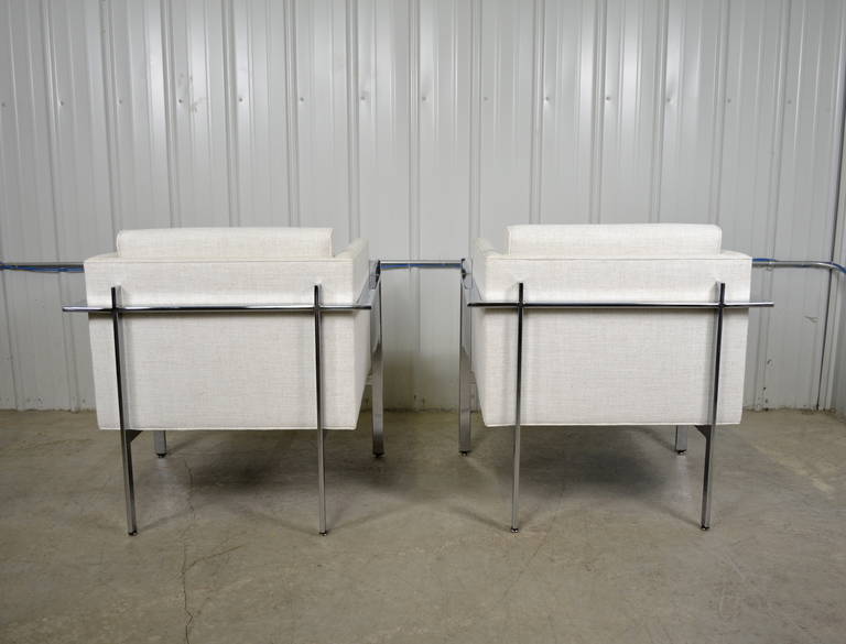 American Milo Baughman Chrome Frame Lounge Chairs for Thayer Coggin